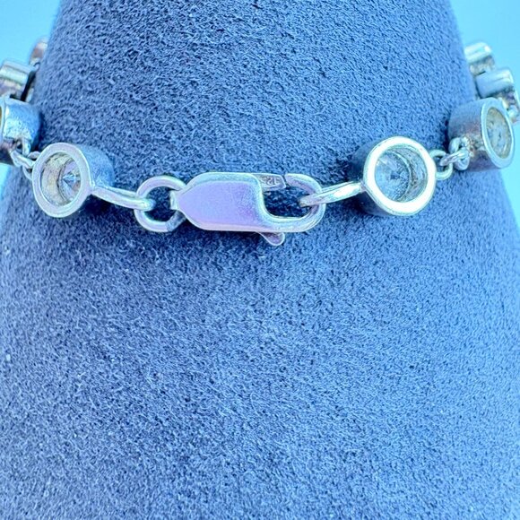 VTG Sterling Silver 925 Cubic Zirconia Cross Chain Bracelet Size 7" Length - Picture 8 of 13